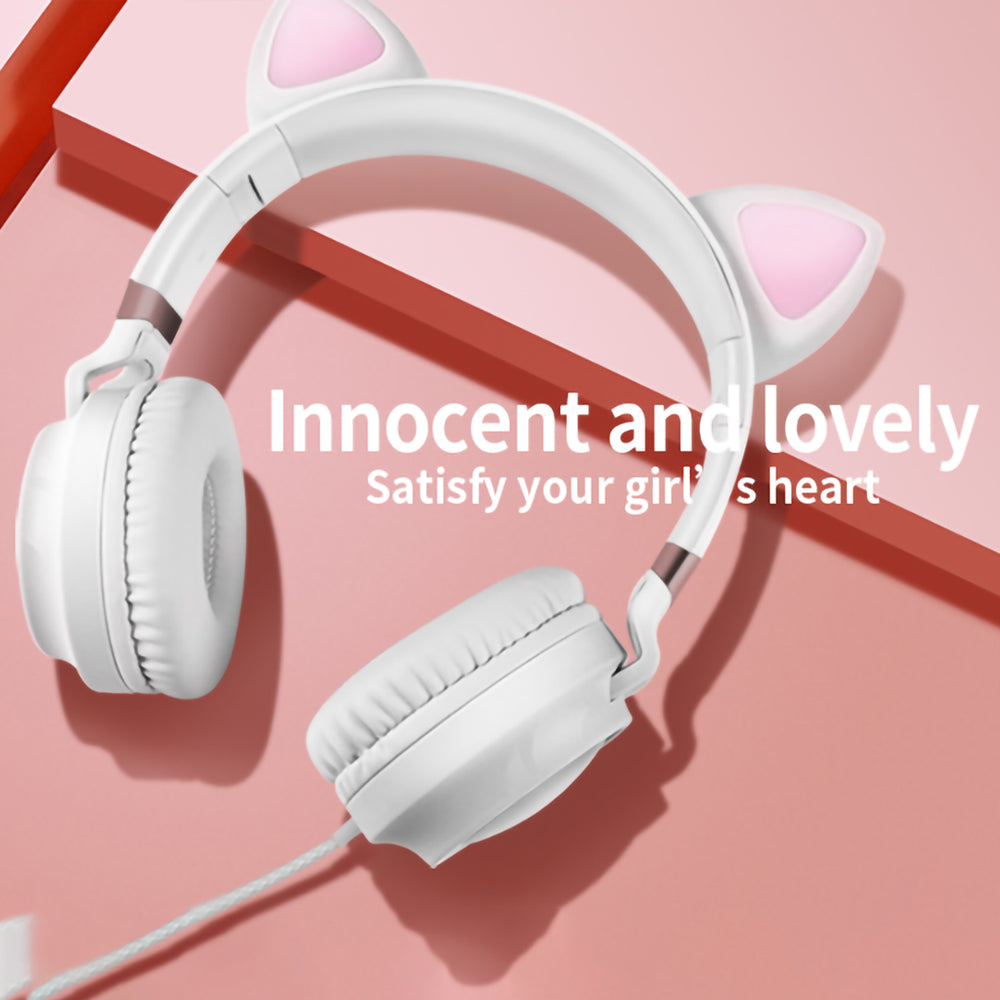 FINGERTIME Cute Cat Ear Wired Headphone Music Stereo Headset with Microphone Adult Girls Kids Headset Gift FINGERTIME Cute Cat Ear Wired Headphone Music Stereo Headset with Microphone Adult Girls Kids Headset Gift